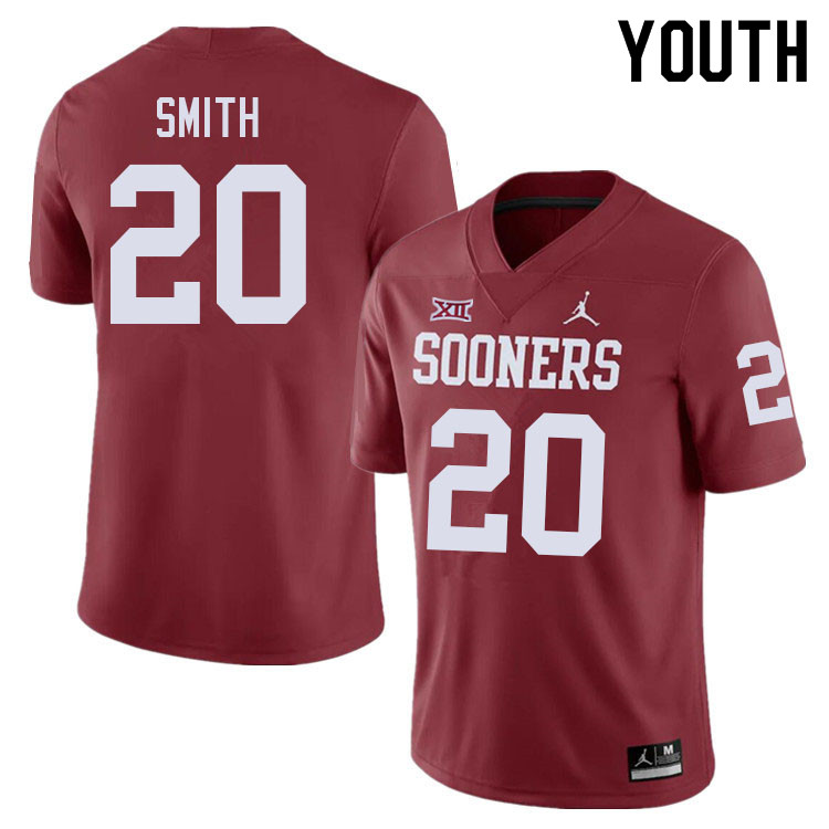 Youth #20 Clayton Smith Oklahoma Sooners College Football Jerseys Sale-Crimson